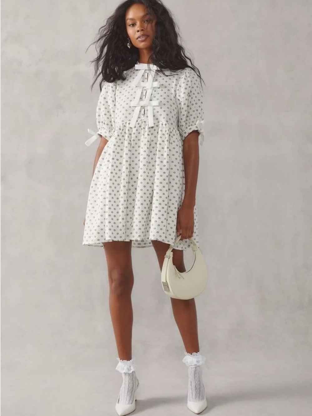 Sister Jane | Ezra Polka Dot Bow Mini Floral Dress | XS | New without tags